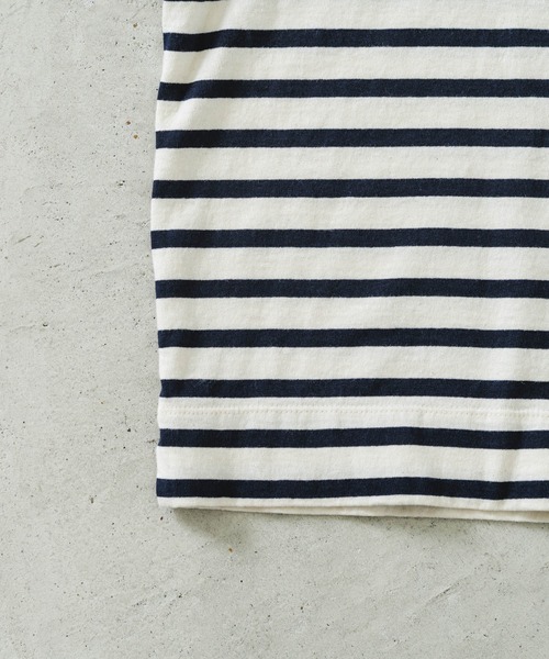 quadro(クオドロ)の「ドライ天竺ボーダー7分袖ボートネック(Tシャツ/カットソー・レディース・ブロンズ/キナリ/ネイビー/グレー/ブラウン・FREE)」の12枚目の写真
