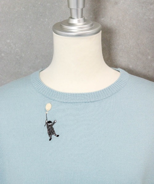STUDIO PICONE(スタジオピッコーネ)の「シルク100%ポイント刺繍ニット(ニット/セーター・レディース・ベージュ/ライトパープル/ブラック/ライトブルー・M/L)」の16枚目の写真