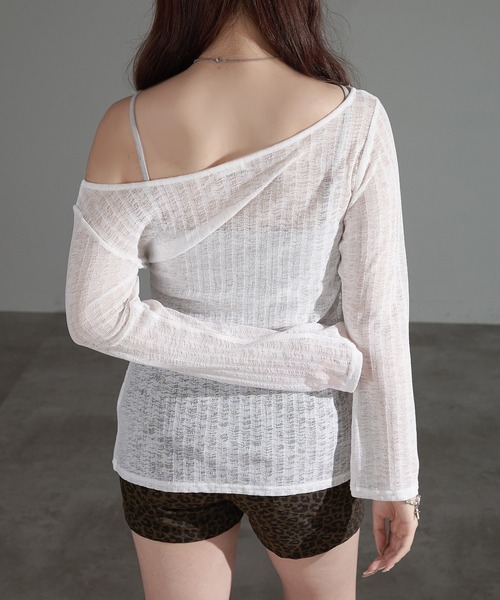 apres jour mignon（アプレジュールミニョン）の「スリット入りワンショルトップス【ZOZOTOWN限定アイテム】（Tシャツ/カットソー・レディース・オフホワイト/チャコールグレー/ブラウン系その他/ブラック・フリー/X-LARGE）」の15枚目の写真