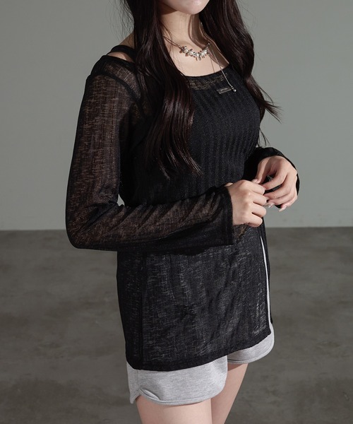 apres jour mignon（アプレジュールミニョン）の「スリット入りワンショルトップス【ZOZOTOWN限定アイテム】（Tシャツ/カットソー・レディース・オフホワイト/チャコールグレー/ブラウン系その他/ブラック・フリー/X-LARGE）」の18枚目の写真