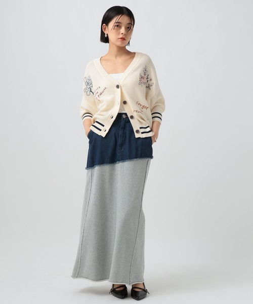 BAYFLOW（ベイフロー）の「落書きニットカーディガン（ニット/セーター・レディース・ネイビー/オフホワイト・FREE）」の3枚目の写真