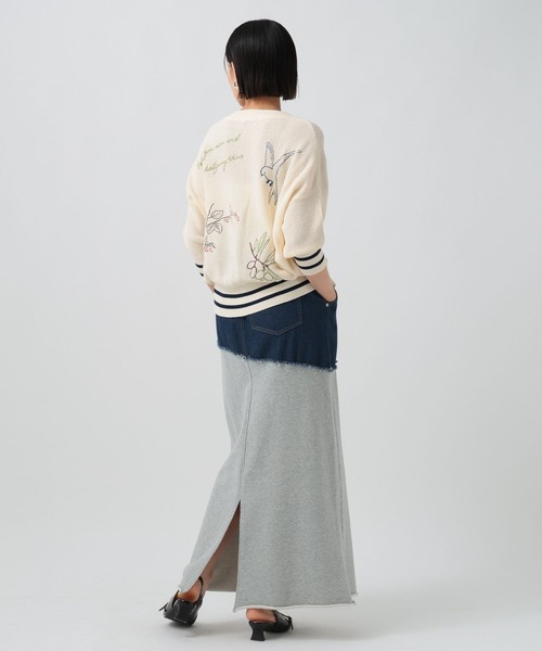 BAYFLOW（ベイフロー）の「落書きニットカーディガン（ニット/セーター・レディース・ネイビー/オフホワイト・FREE）」の5枚目の写真