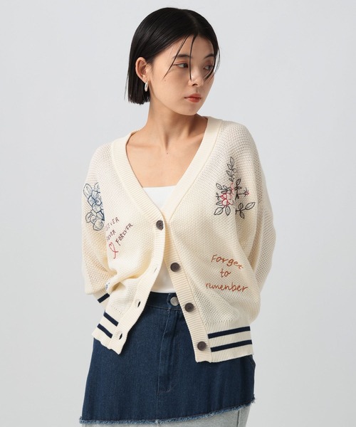 BAYFLOW（ベイフロー）の「落書きニットカーディガン（ニット/セーター・レディース・ネイビー/オフホワイト・FREE）」の6枚目の写真
