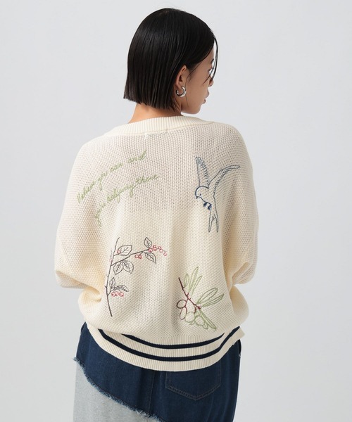 BAYFLOW（ベイフロー）の「落書きニットカーディガン（ニット/セーター・レディース・ネイビー/オフホワイト・FREE）」の8枚目の写真