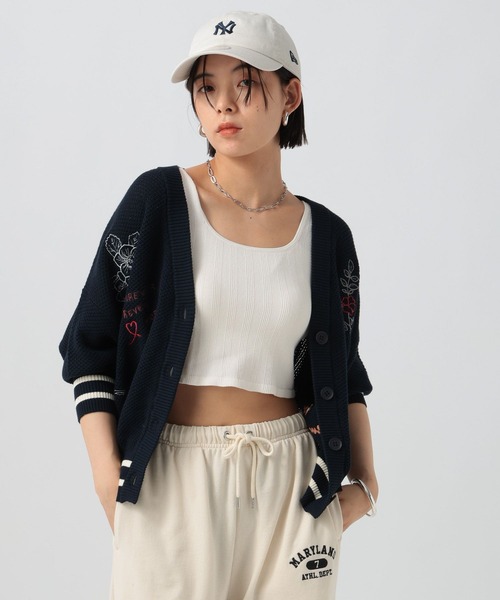 BAYFLOW（ベイフロー）の「落書きニットカーディガン（ニット/セーター・レディース・ネイビー/オフホワイト・FREE）」の11枚目の写真