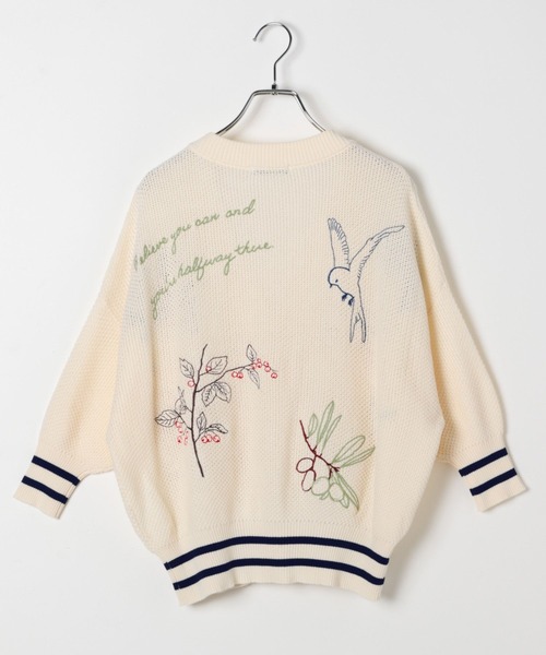 BAYFLOW（ベイフロー）の「落書きニットカーディガン（ニット/セーター・レディース・ネイビー/オフホワイト・FREE）」の17枚目の写真