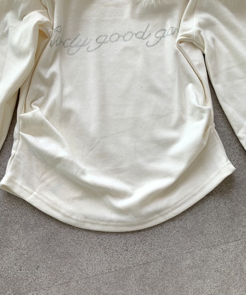 lilful(リルフル)の「オフショルフェイクファーラインストーンロゴギャザーロンT(Tシャツ/カットソー・レディース・ブラウン/アイボリー・M/S)」の3枚目の写真