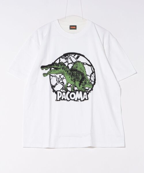 B.I.D.(ビーアイディー)の「《PaCoMa/パコマ》Spino saurus TEE (ADULT)(Tシャツ/カットソー・メンズ・ライトグレー/スミクロ/オフホワイト/サックスブルー・LARGE)」の2枚目の写真