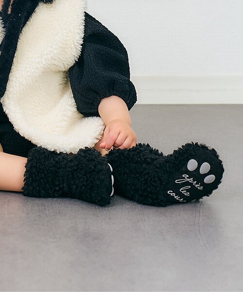 apres les cours（アプレレクール）の「ボアブーティ（ベビーシューズ/ベビーソックス・キッズ・アイボリー/ブラック・12）」の2枚目の写真