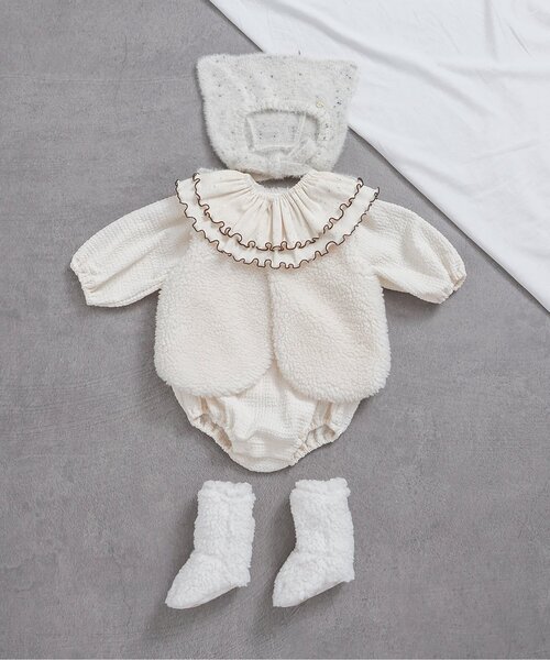 apres les cours（アプレレクール）の「ボアブーティ（ベビーシューズ/ベビーソックス・キッズ・アイボリー/ブラック・12）」の11枚目の写真