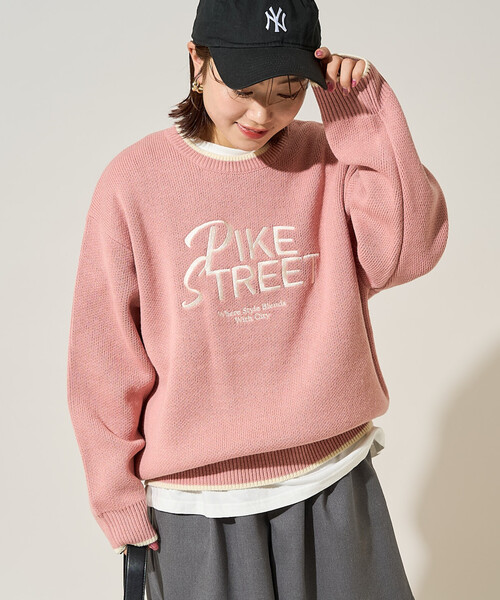 FREAK'S STORE(フリークスストア)の「配色ロゴ刺繍ニット 限定展開(ニット/セーター・レディース・ブラウン/グレー/オフホワイト/ピンク/チャコール・フリ-)」の5枚目の写真