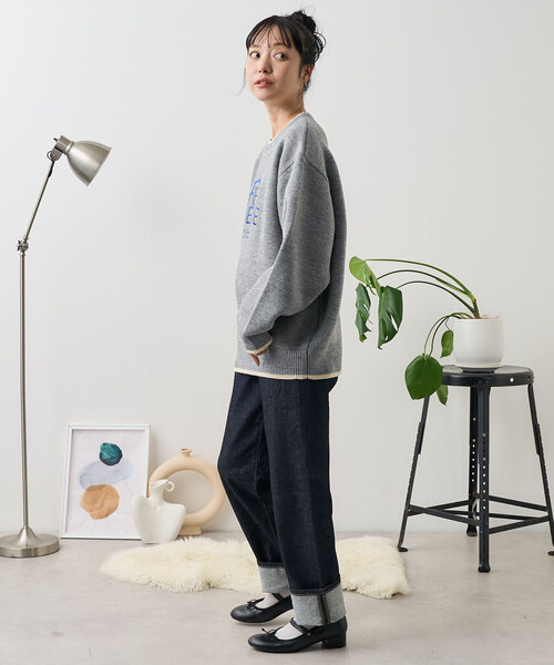 FREAK'S STORE(フリークスストア)の「配色ロゴ刺繍ニット 限定展開(ニット/セーター・レディース・ブラウン/グレー/オフホワイト/ピンク/チャコール・フリ-)」の16枚目の写真