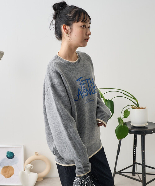 FREAK'S STORE(フリークスストア)の「配色ロゴ刺繍ニット 限定展開(ニット/セーター・レディース・ブラウン/グレー/オフホワイト/ピンク/チャコール・フリ-)」の19枚目の写真