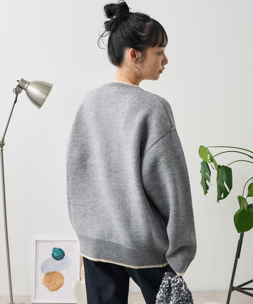 FREAK'S STORE(フリークスストア)の「配色ロゴ刺繍ニット 限定展開(ニット/セーター・レディース・ブラウン/グレー/オフホワイト/ピンク/チャコール・フリ-)」の20枚目の写真
