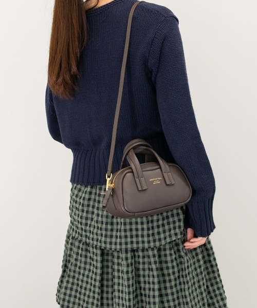 CHRISTIAN VILLA（クリスチャンヴィラ）の「【CHRISTIAN VILLA】シュリンクレザーミニハンドバッグ(Q56519)（ハンドバッグ・レディース・ダークブラウン/ブラック・ALL）」の2枚目の写真