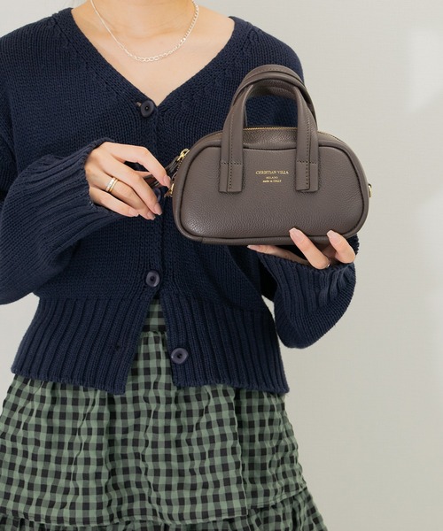 CHRISTIAN VILLA（クリスチャンヴィラ）の「【CHRISTIAN VILLA】シュリンクレザーミニハンドバッグ(Q56519)（ハンドバッグ・レディース・ダークブラウン/ブラック・ALL）」の9枚目の写真