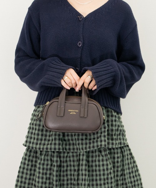 CHRISTIAN VILLA（クリスチャンヴィラ）の「【CHRISTIAN VILLA】シュリンクレザーミニハンドバッグ(Q56519)（ハンドバッグ・レディース・ダークブラウン/ブラック・ALL）」の10枚目の写真