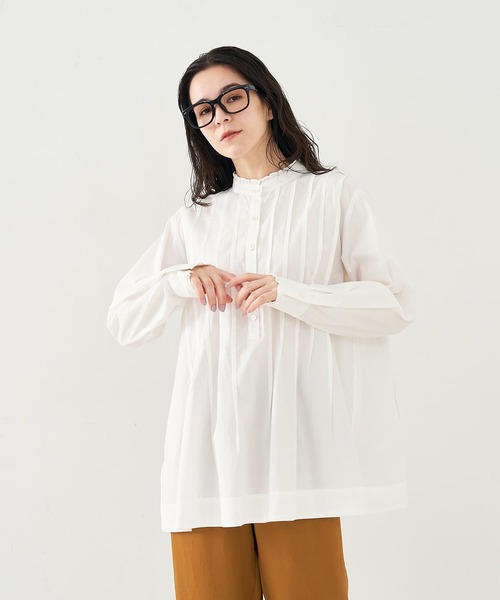 collex(コレックス)の「タックフリルブラウス(シャツ/ブラウス・レディース・ホワイト/ネイビー・フリー)」の11枚目の写真