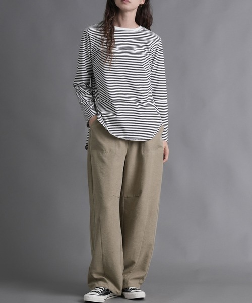 laurea(ラウレア)の「ピーチワッシャーベイカーバレルレッグパンツ(カーゴパンツ・レディース・ダークグレー/ベージュ/ブラウン/ブラック・M)」の4枚目の写真