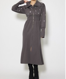 フラワーモチーフスウェットワンピース 秋服 冬服