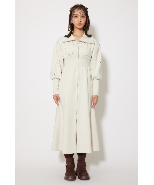 セール】フラワーモチーフスウェットワンピース 秋服 冬服（ワンピース