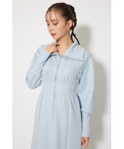 rienda(リエンダ)の「フラワーモチーフスウェットワンピース 秋服 冬服(ワンピース・レディース・ライトブラック/アイボリー/ライトブルー・SMALL/MEDIUM)」の14枚目の写真