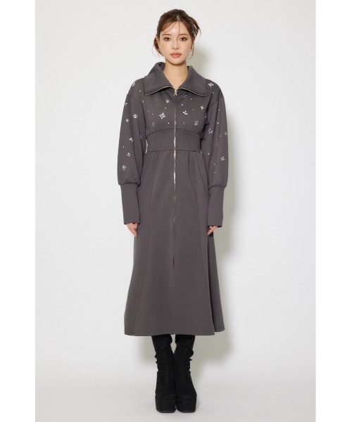 セール】フラワーモチーフスウェットワンピース 秋服 冬服（ワンピース