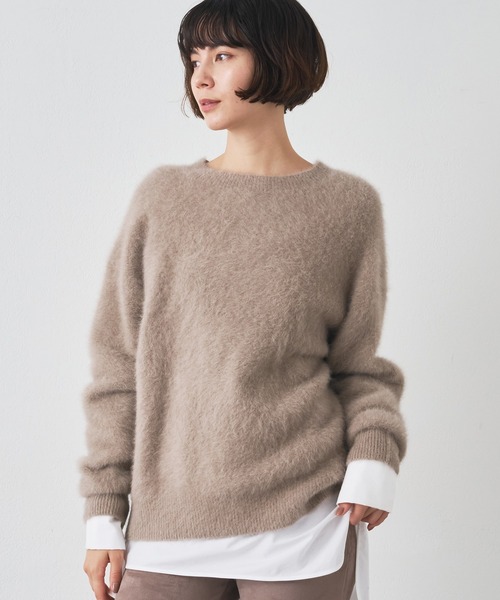 Whim Gazette（ウィムガゼット）の「ファークループルオーバー（ニット/セーター・レディース・ベージュ/レッド/ブラウン/ピンク/スカイブルー/オフホワイト/グレー・FREE）」の9枚目の写真