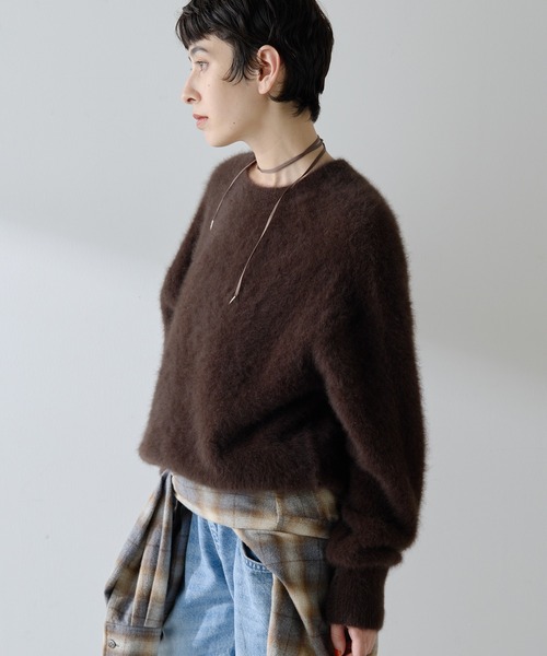 Whim Gazette（ウィムガゼット）の「ファークループルオーバー（ニット/セーター・レディース・ベージュ/レッド/ブラウン/ピンク/スカイブルー/オフホワイト/グレー・FREE）」の19枚目の写真