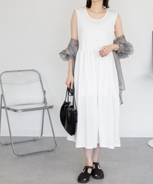 ノースリーブカットワンピース ロング丈 マキシ丈 フライス綿 インナー 夏服