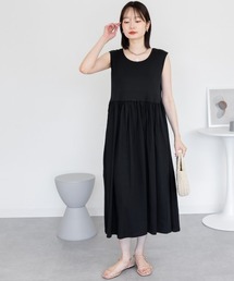 ノースリーブカットワンピース ロング丈 マキシ丈 フライス綿 インナー 夏服