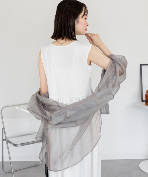 aity（アイティ）の「ノースリーブカットワンピース ロング丈 マキシ丈 フライス綿  インナー 夏服（ワンピース・レディース・オフホワイト/ブラック・M/L/LL/3L/4L）」の6枚目の写真