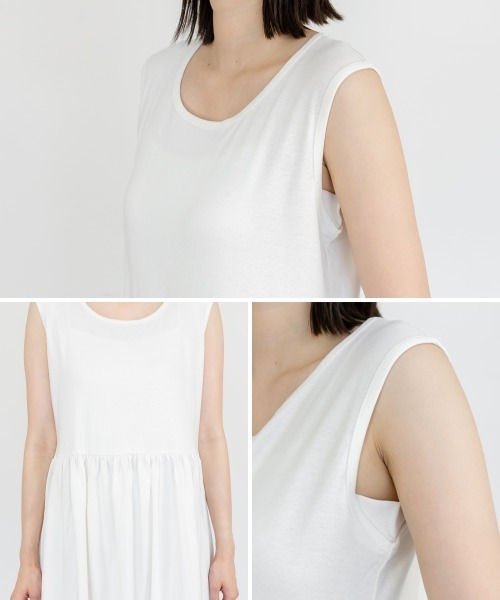 aity（アイティ）の「ノースリーブカットワンピース ロング丈 マキシ丈 フライス綿  インナー 夏服（ワンピース・レディース・オフホワイト/ブラック・M/L/LL/3L/4L）」の17枚目の写真