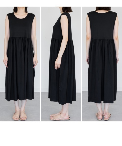 aity（アイティ）の「ノースリーブカットワンピース ロング丈 マキシ丈 フライス綿  インナー 夏服（ワンピース・レディース・オフホワイト/ブラック・M/L/LL/3L/4L）」の18枚目の写真