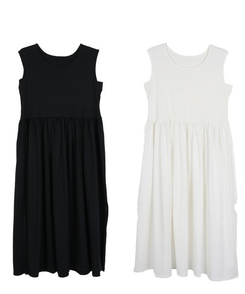 aity（アイティ）の「ノースリーブカットワンピース ロング丈 マキシ丈 フライス綿  インナー 夏服（ワンピース・レディース・オフホワイト/ブラック・M/L/LL/3L/4L）」の19枚目の写真