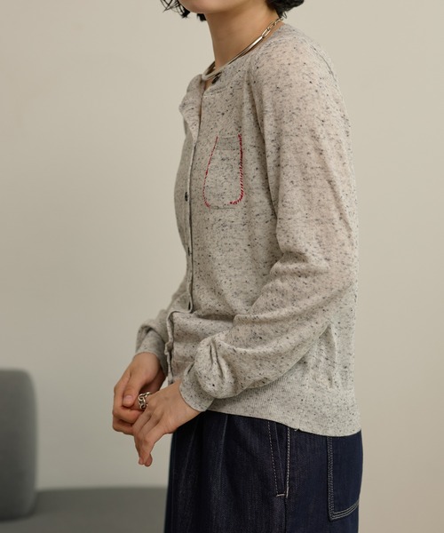 LAULEN（ローレン）の「color nap knit cardigan /クルーネックカラーネップニットカーディガン（カーディガン/ボレロ・レディース・ライトグレー/グレー/ネイビー・FREE）」の8枚目の写真