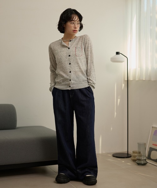 LAULEN（ローレン）の「color nap knit cardigan /クルーネックカラーネップニットカーディガン（カーディガン/ボレロ・レディース・ライトグレー/グレー/ネイビー・FREE）」の11枚目の写真