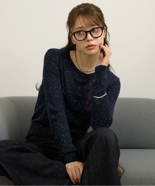 LAULEN（ローレン）の「color nap knit cardigan /クルーネックカラーネップニットカーディガン（カーディガン/ボレロ・レディース・ライトグレー/グレー/ネイビー・FREE）」の14枚目の写真