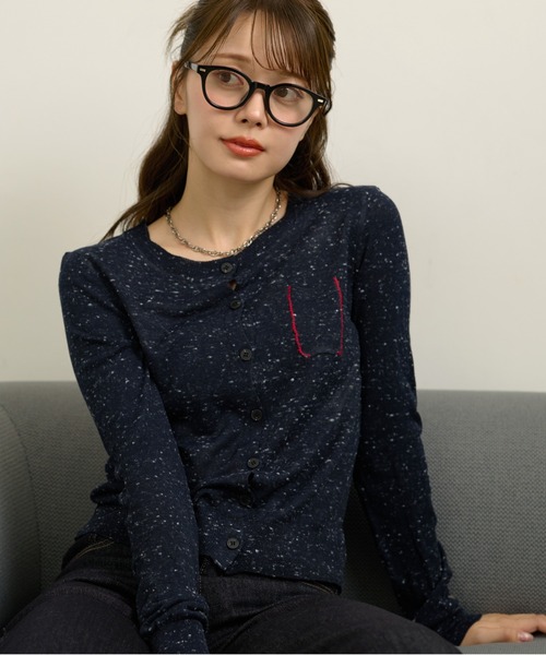 LAULEN（ローレン）の「color nap knit cardigan /クルーネックカラーネップニットカーディガン（カーディガン/ボレロ・レディース・ライトグレー/グレー/ネイビー・FREE）」の15枚目の写真