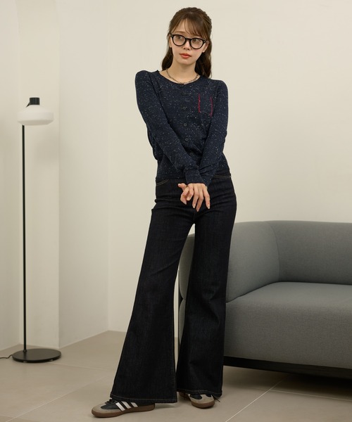 LAULEN（ローレン）の「color nap knit cardigan /クルーネックカラーネップニットカーディガン（カーディガン/ボレロ・レディース・ライトグレー/グレー/ネイビー・FREE）」の16枚目の写真