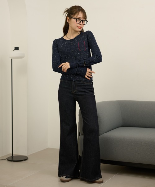 LAULEN（ローレン）の「color nap knit cardigan /クルーネックカラーネップニットカーディガン（カーディガン/ボレロ・レディース・ライトグレー/グレー/ネイビー・FREE）」の18枚目の写真