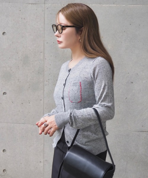 LAULEN（ローレン）の「color nap knit cardigan /クルーネックカラーネップニットカーディガン（カーディガン/ボレロ・レディース・ライトグレー/グレー/ネイビー・FREE）」の19枚目の写真