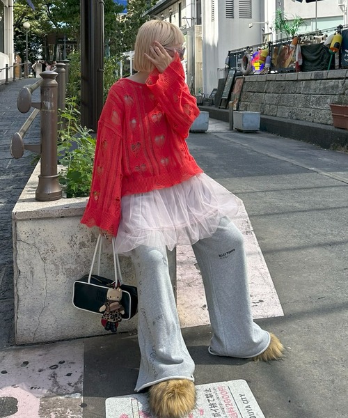 Alley Tokyo(アリートーキョー)の「【リバイバル】ハートダメージニット(ニット/セーター・レディース・レッド/オフホワイト・FREE)」の9枚目の写真
