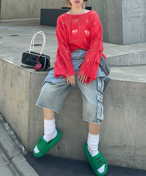 Alley Tokyo(アリートーキョー)の「【リバイバル】ハートダメージニット(ニット/セーター・レディース・レッド/オフホワイト・FREE)」の21枚目の写真