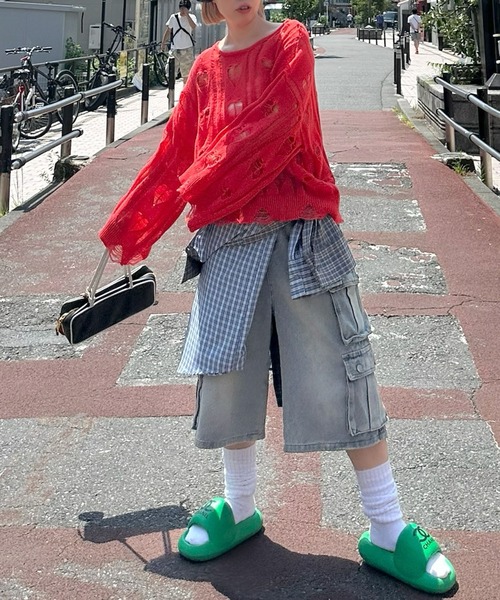 Alley Tokyo(アリートーキョー)の「【リバイバル】ハートダメージニット(ニット/セーター・レディース・レッド/オフホワイト・FREE)」の11枚目の写真
