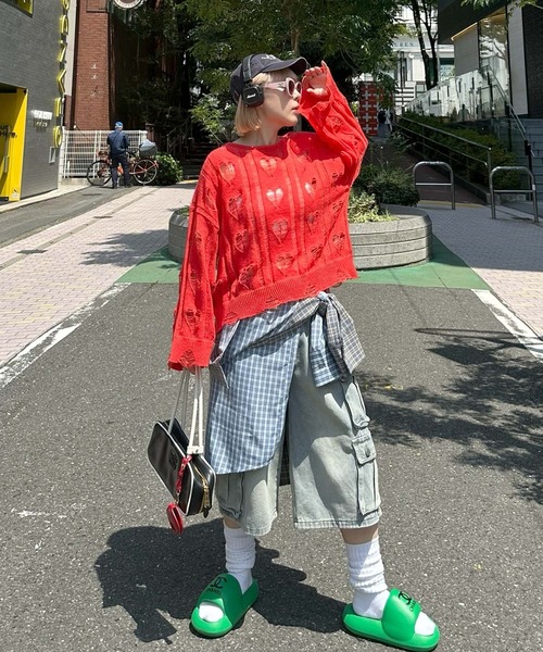 Alley Tokyo(アリートーキョー)の「【リバイバル】ハートダメージニット(ニット/セーター・レディース・レッド/オフホワイト・FREE)」の17枚目の写真