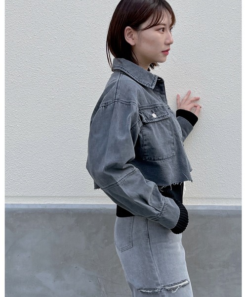 ＆soiree（アンドソワレ）の「【&soiree】デニムクロップドジャケット（デニムジャケット・レディース・インディゴブルー/グレー/ブラック・FREE）」の13枚目の写真