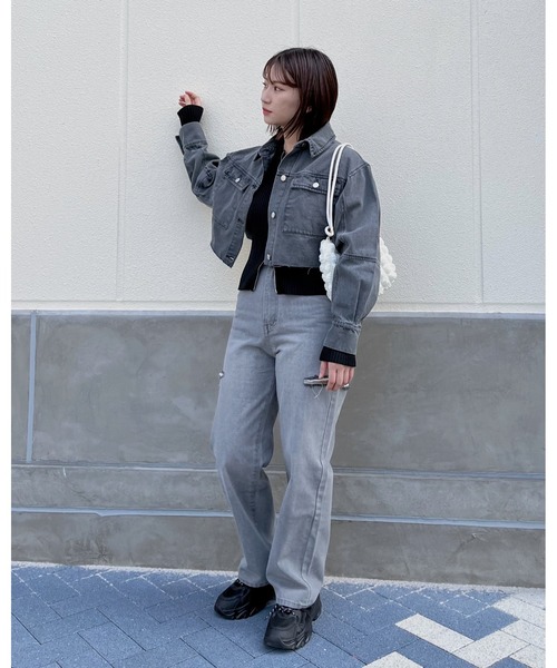 ＆soiree（アンドソワレ）の「【&soiree】デニムクロップドジャケット（デニムジャケット・レディース・インディゴブルー/グレー/ブラック・FREE）」の16枚目の写真