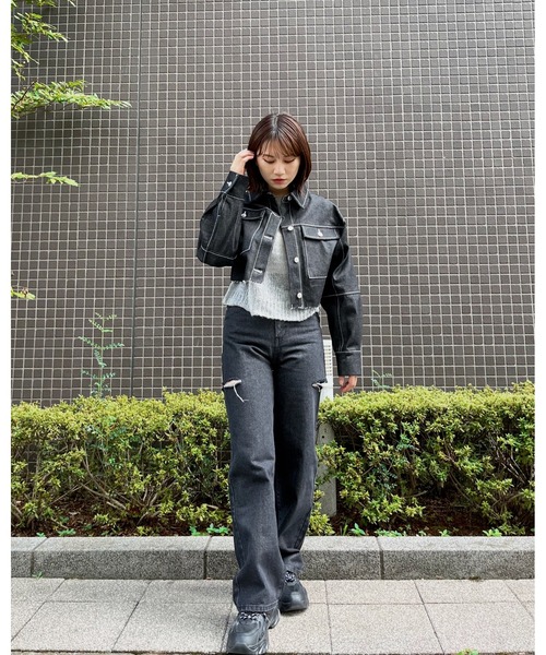 ＆soiree（アンドソワレ）の「【&soiree】デニムクロップドジャケット（デニムジャケット・レディース・インディゴブルー/グレー/ブラック・FREE）」の19枚目の写真
