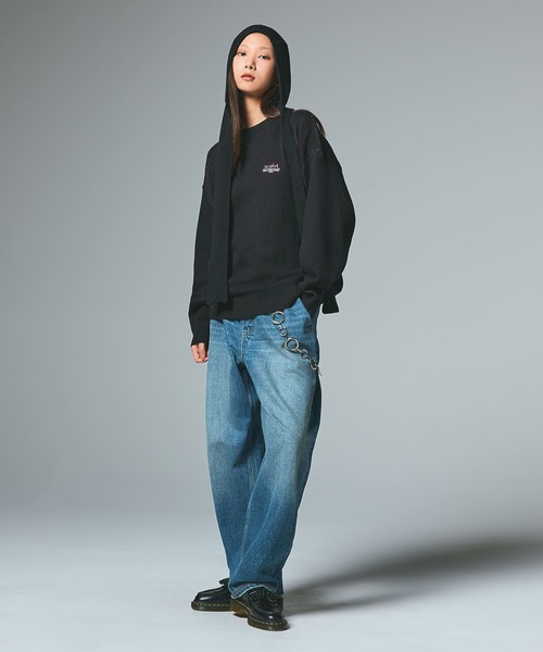 X-girl（エックスガール）の「BARREL FIT EASY DENIM PANTS（デニムパンツ・レディース・ブラック/インディゴブルー・S/M）」の10枚目の写真